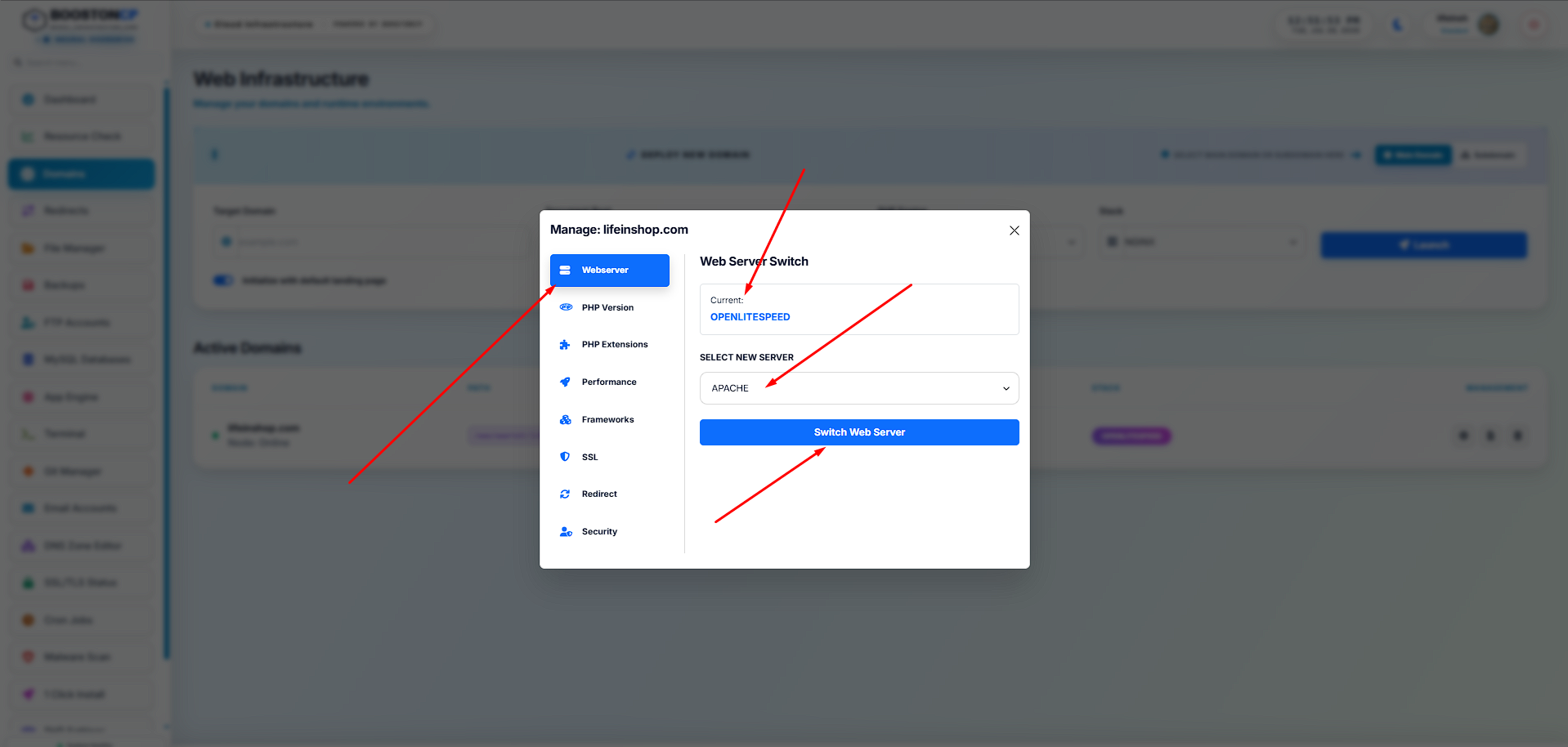 CloudLinux PHP Selector Alternative: Per-Domain Native Isolation via PHP-FPM Pools Illustration