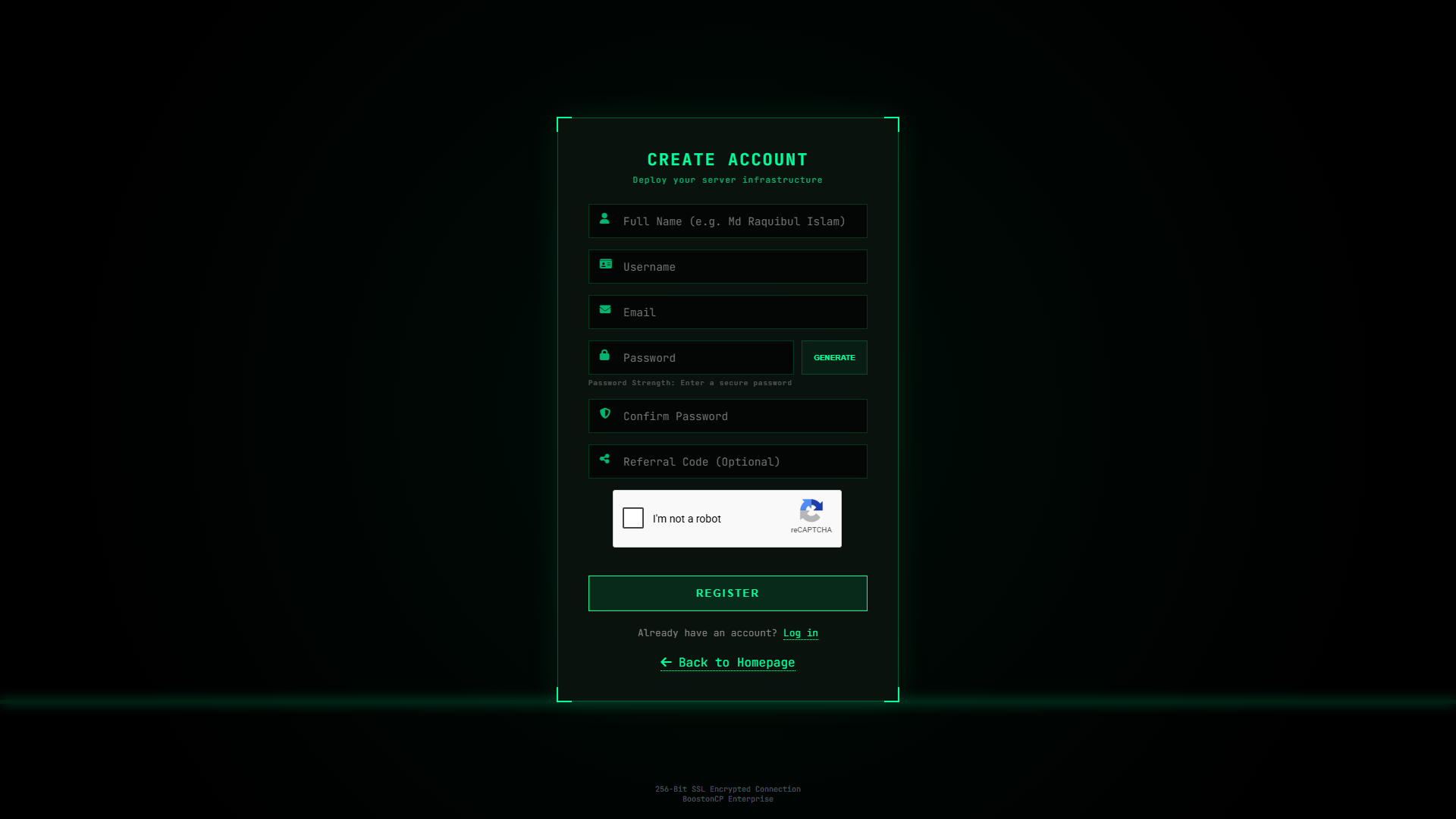 BoostonCP Client Registration Terminal