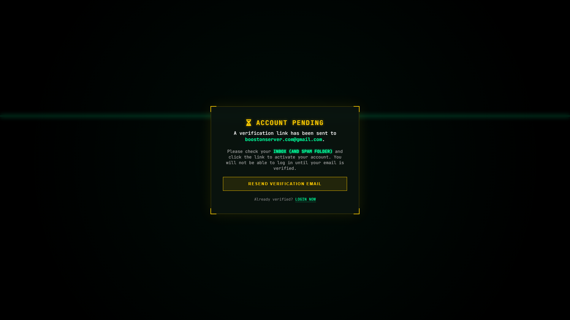 BoostonCP Account Pending Verification Terminal