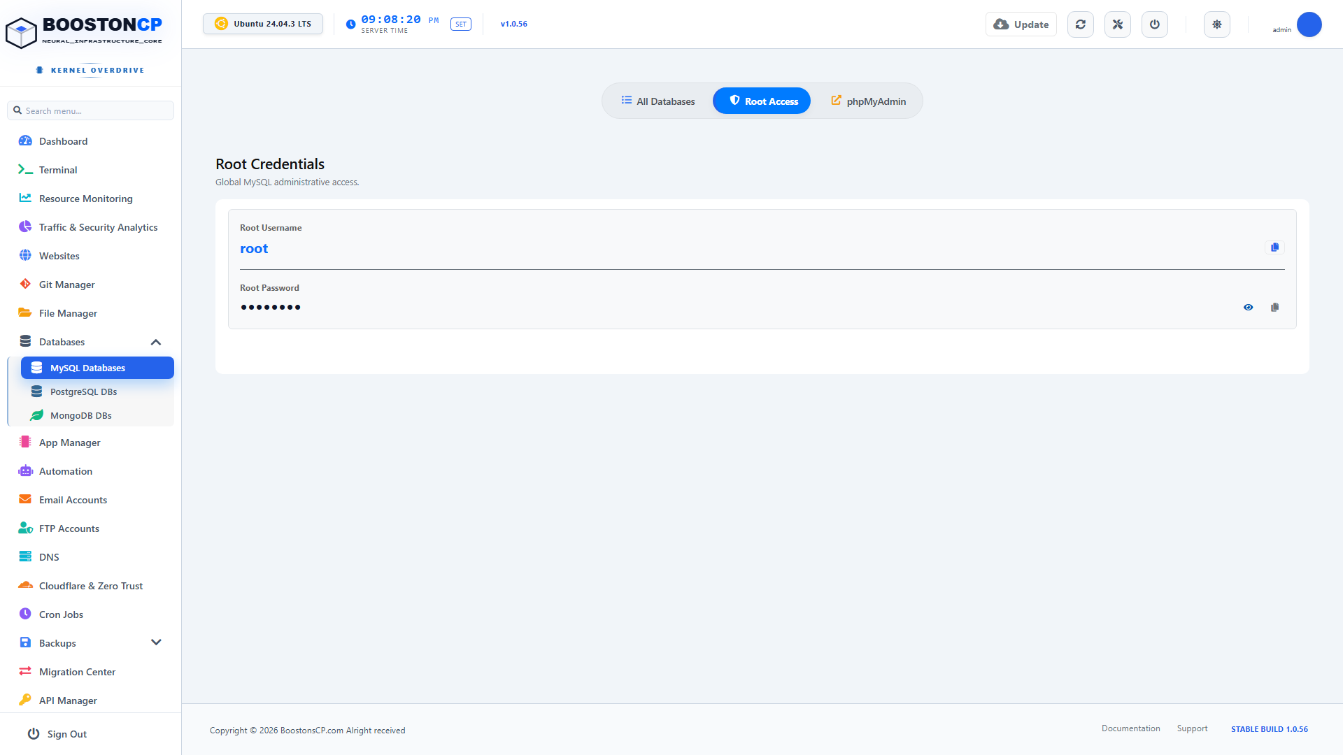 BoostonCP MySQL Root Access
