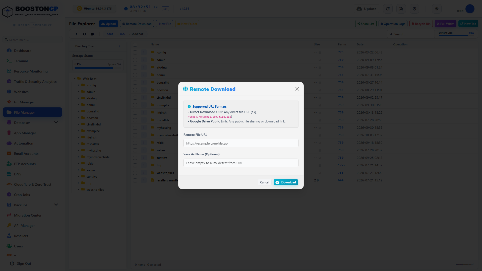 BoostonCP Remote Download Modal
