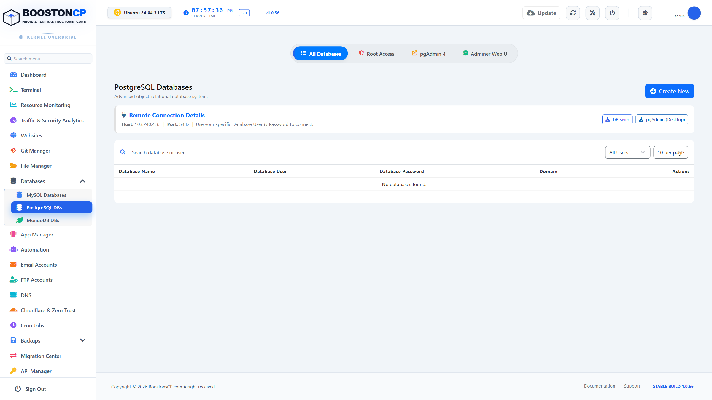 BoostonCP PostgreSQL Database Hub Overview