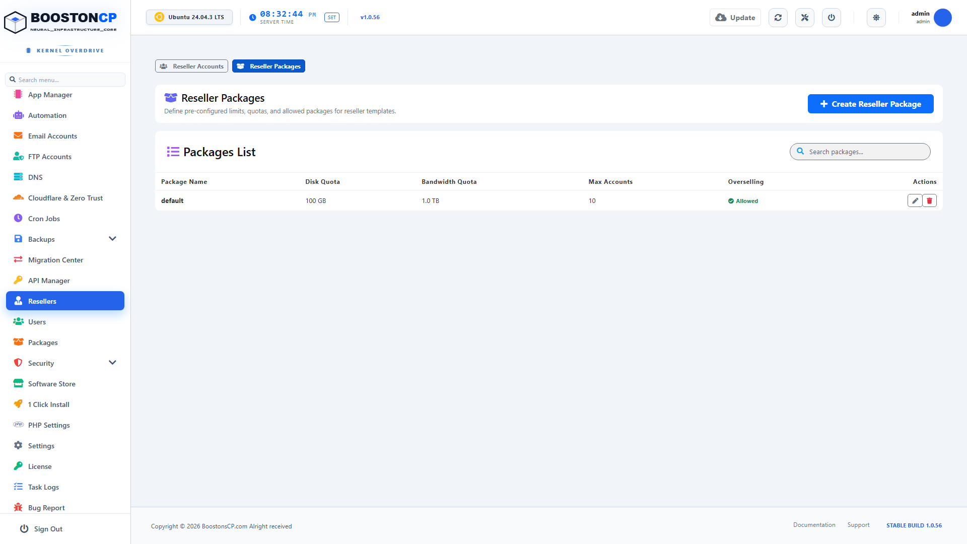 BoostonCP Reseller Packages Tab