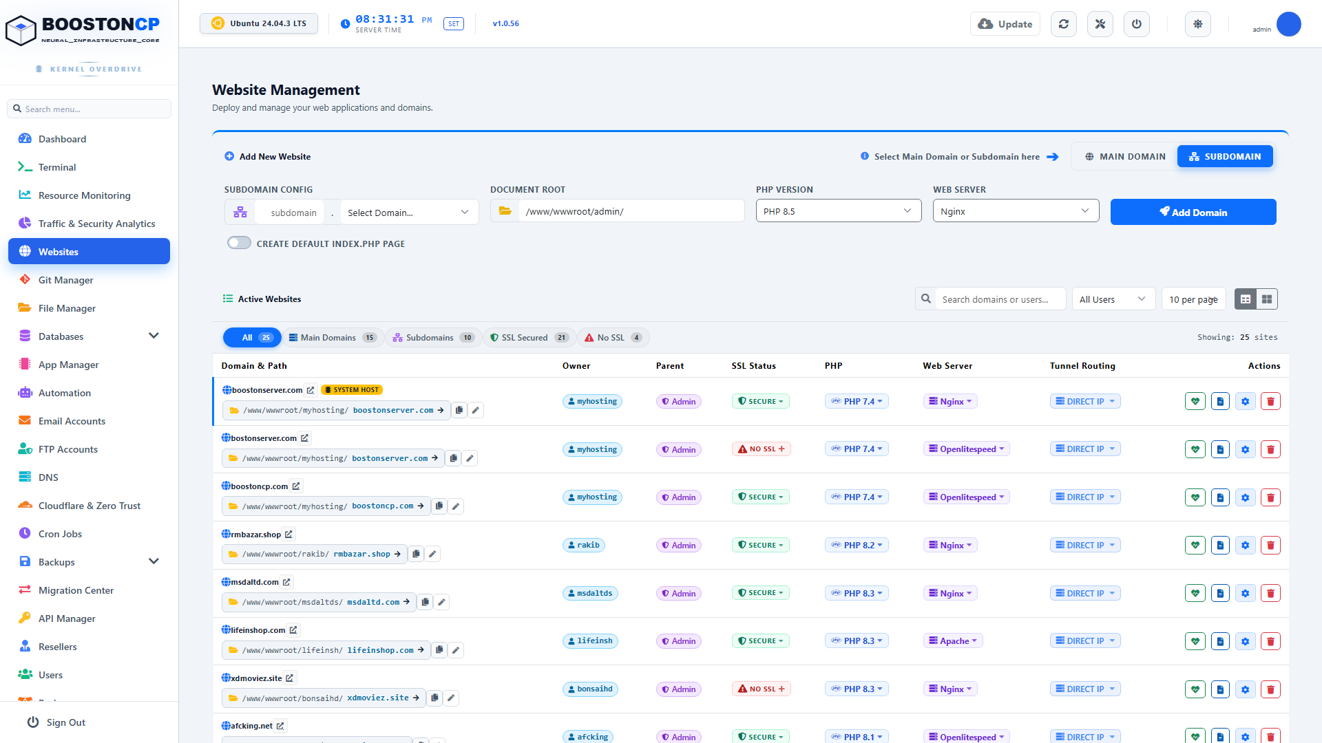 BoostonCP Subdomain Management