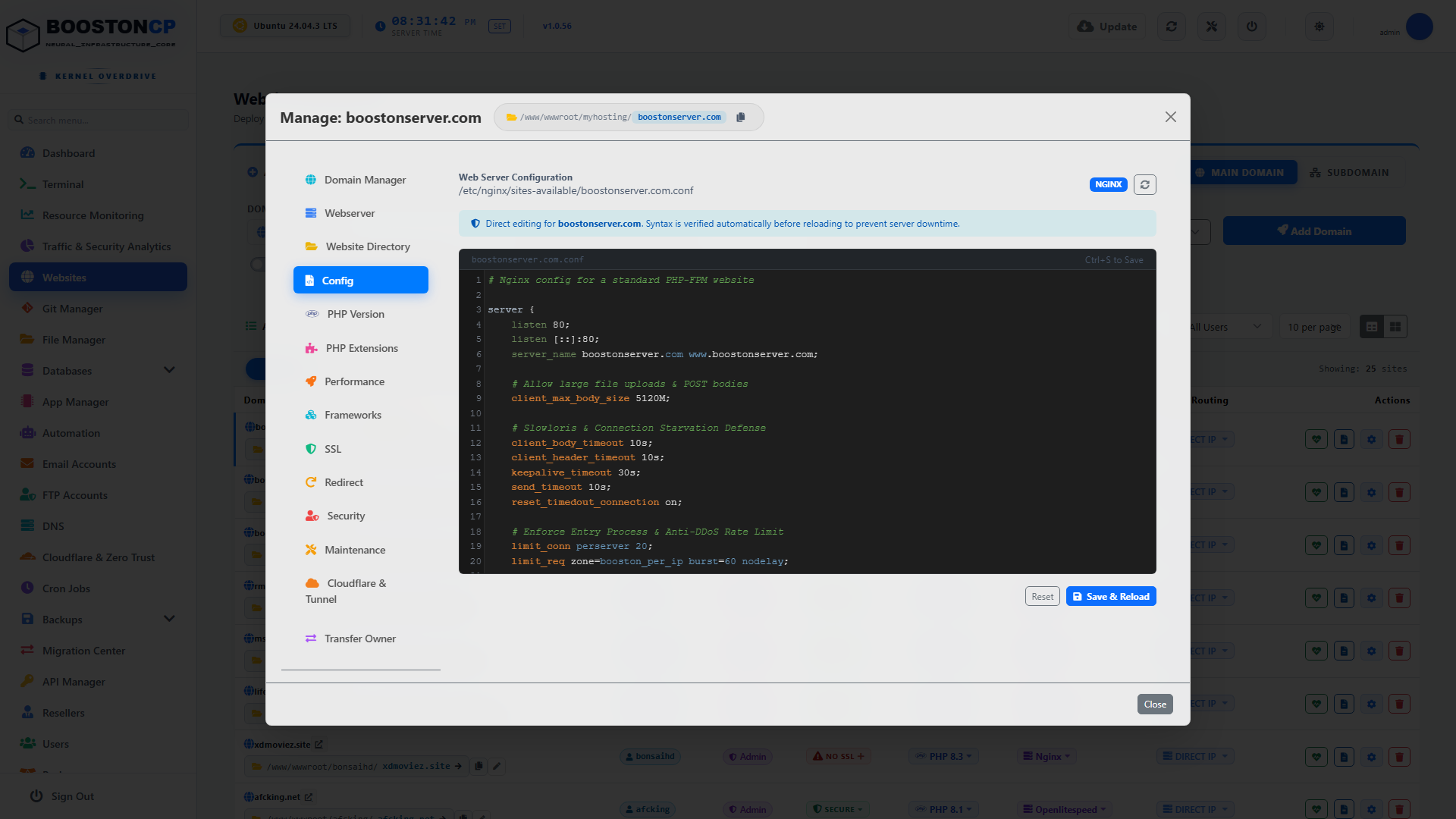 BoostonCP Vhost Editor Tab