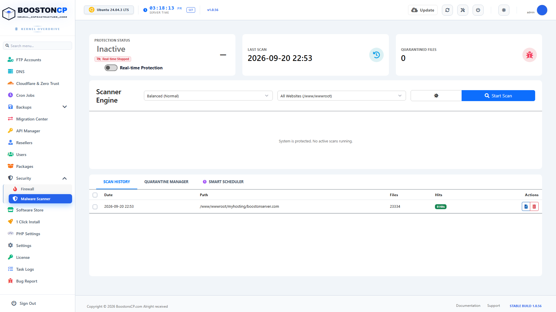 BoostonCP Admin Server-Wide Scanner & Threat Console