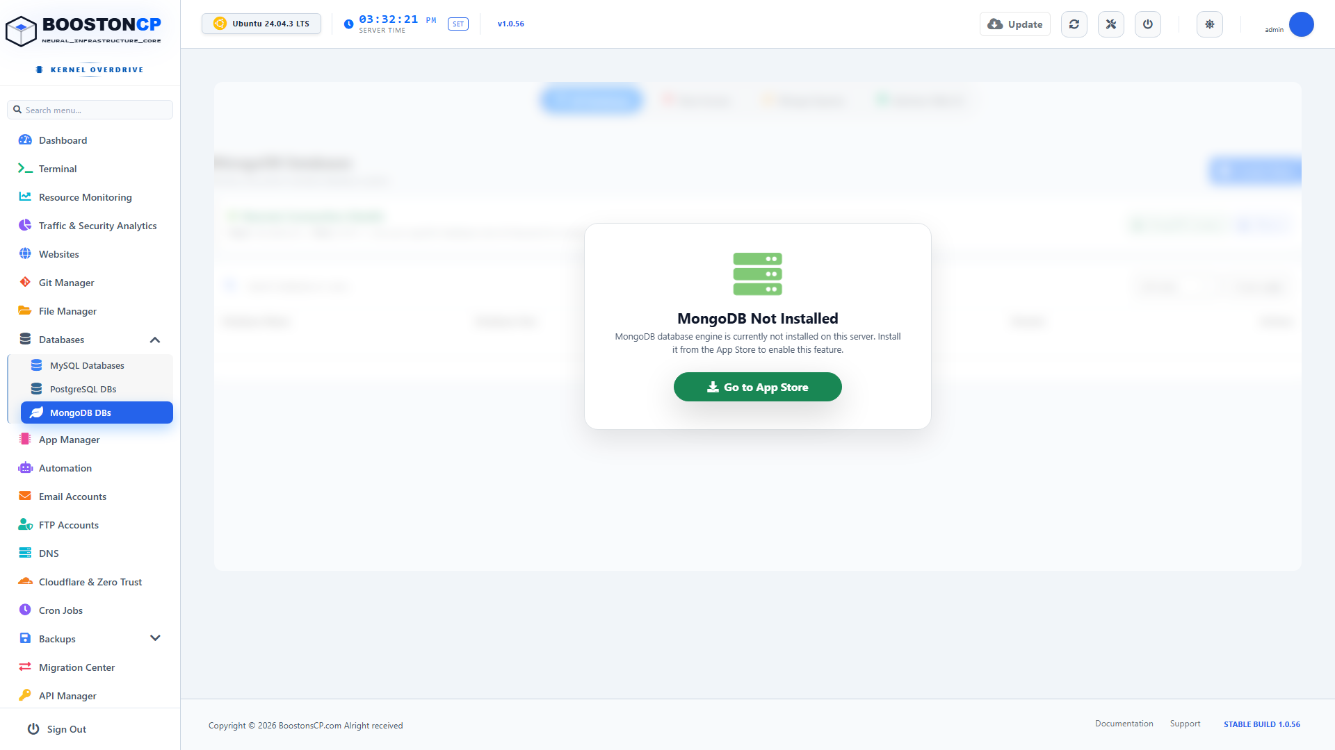 BoostonCP Admin MongoDB Service Controller