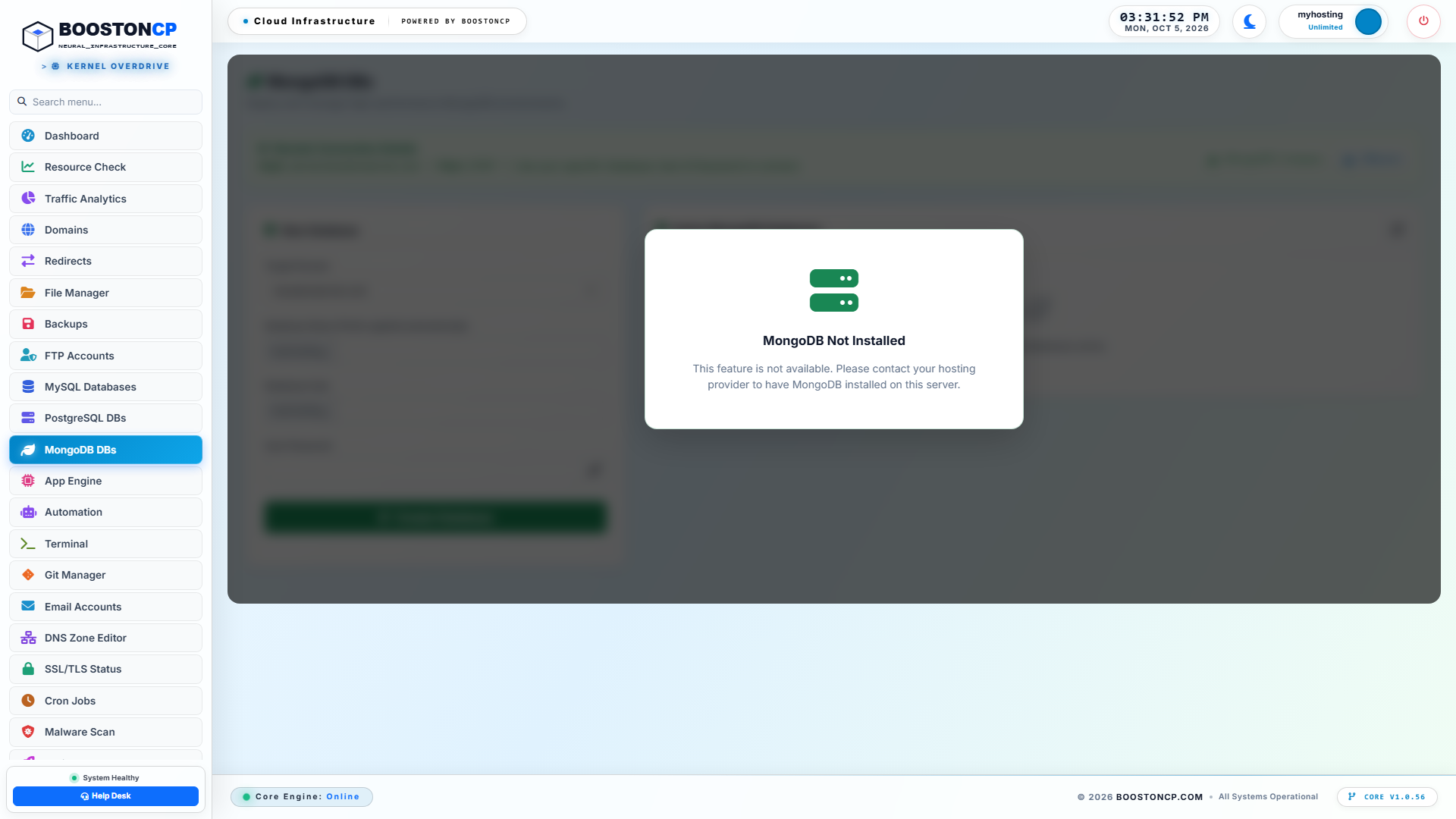 BoostonCP User MongoDB NoSQL Database Management Console