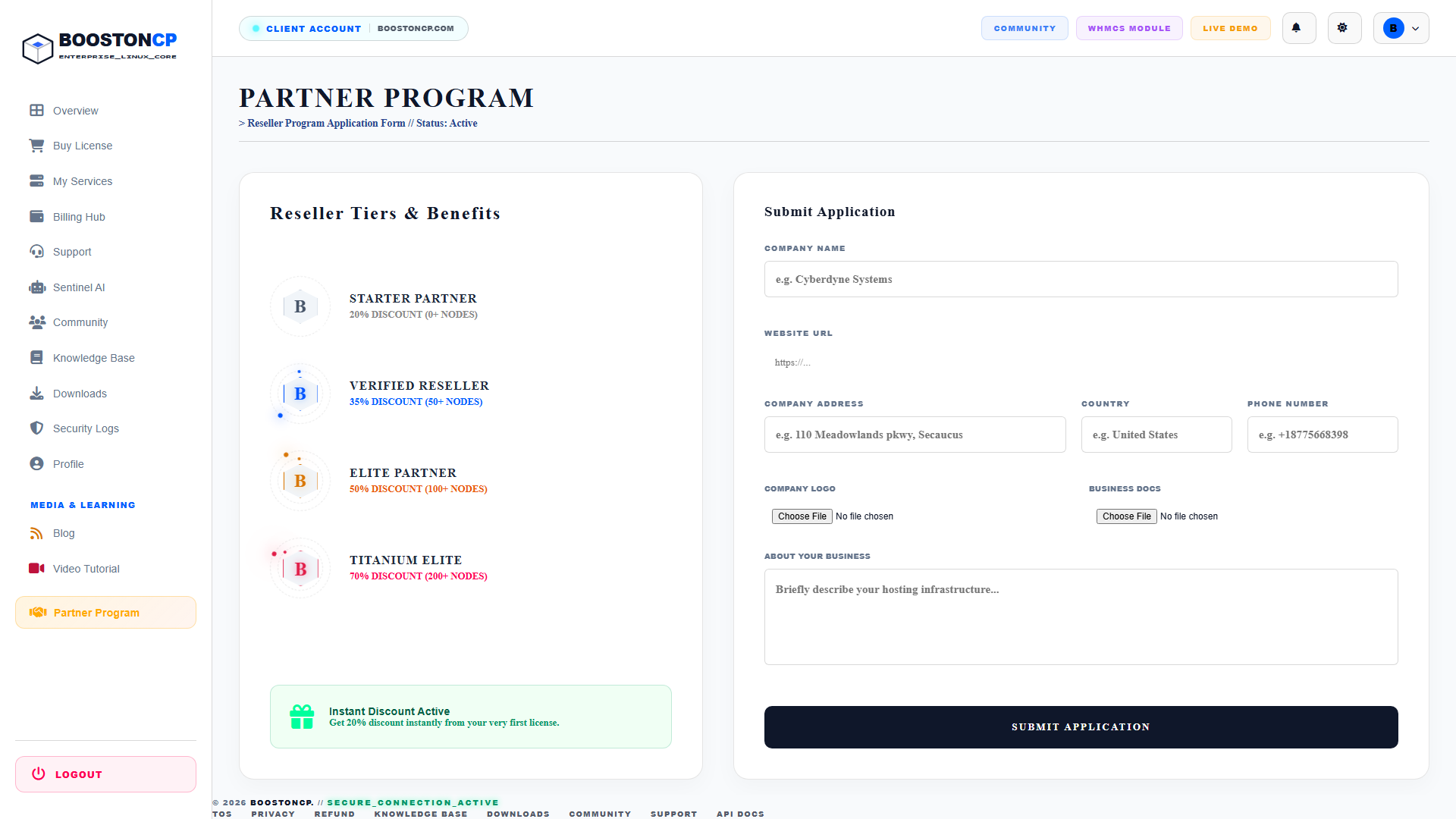 BoostonCP Partner Program Application Interface
