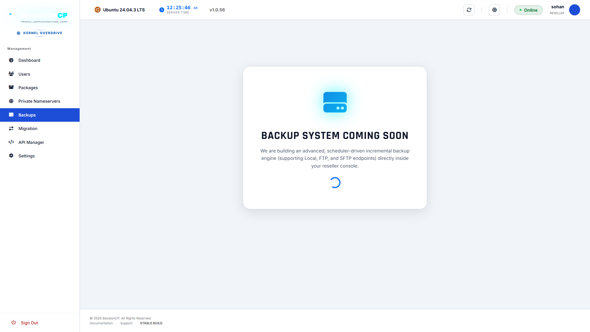 BoostonCP Reseller Backup Console
