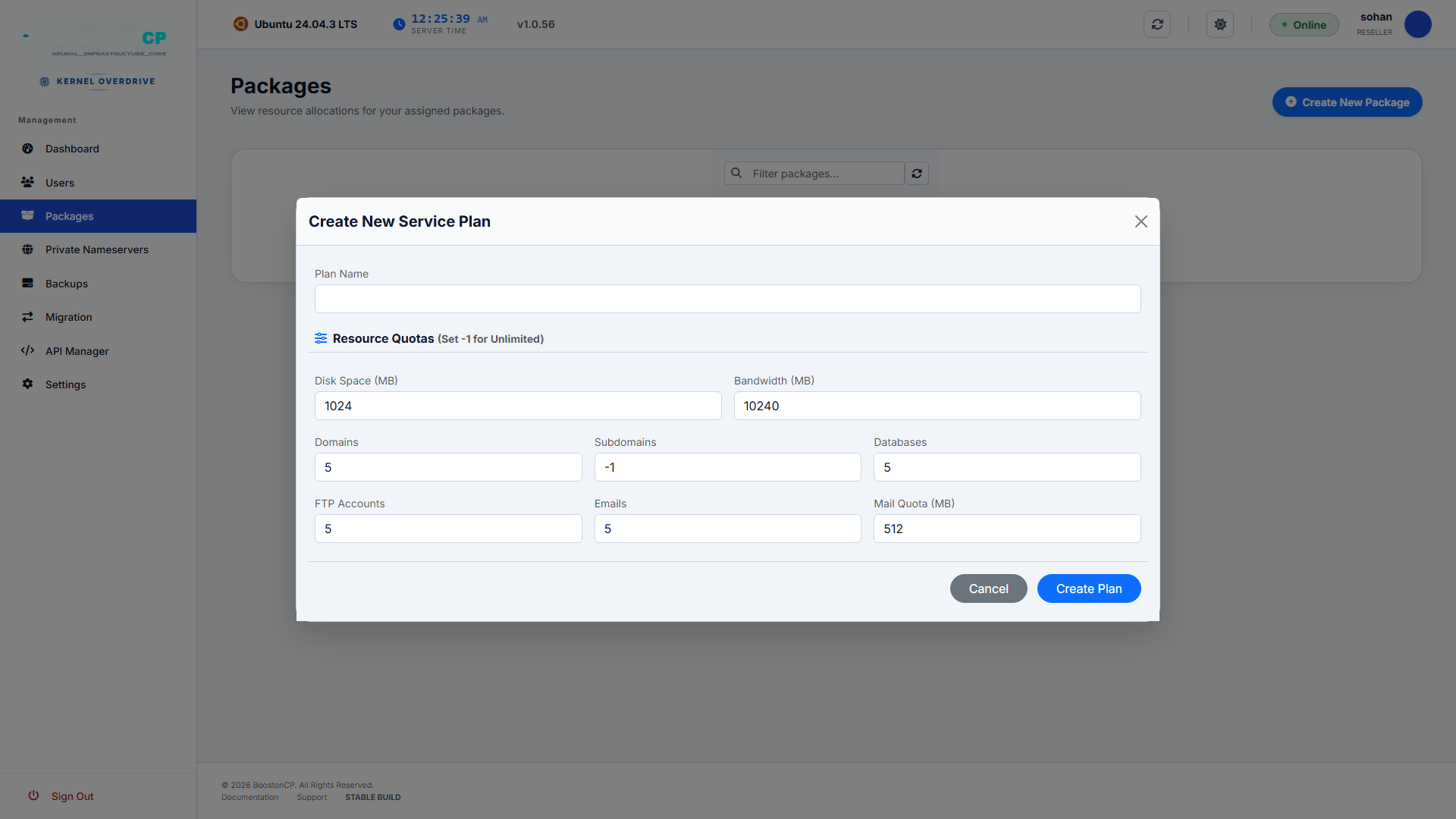 BoostonCP Create Package Modal