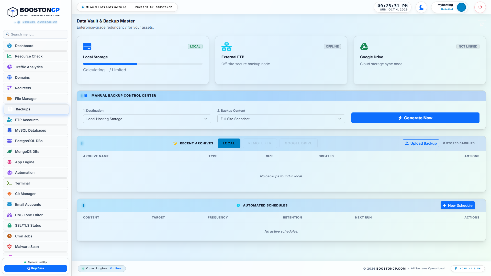 BoostonCP User Backups Overview