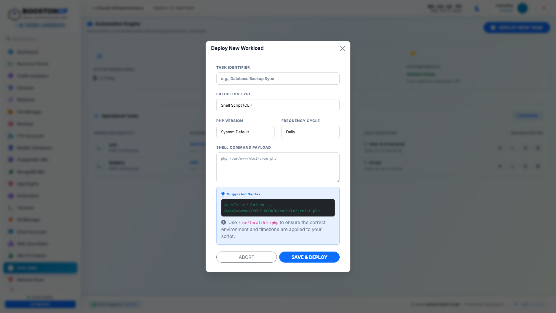 BoostonCP Add Cron Job Modal