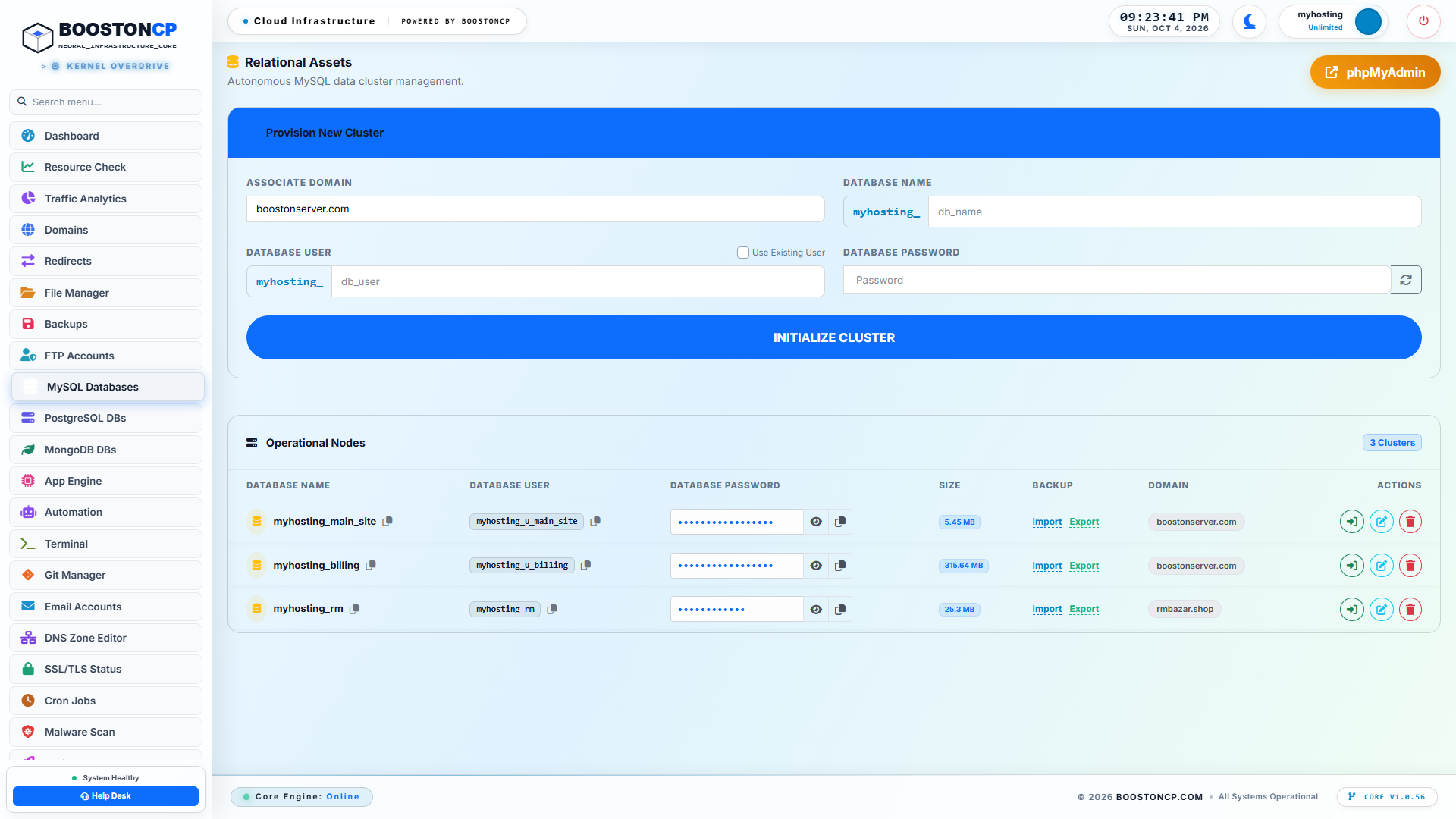 BoostonCP MySQL Databases Overview