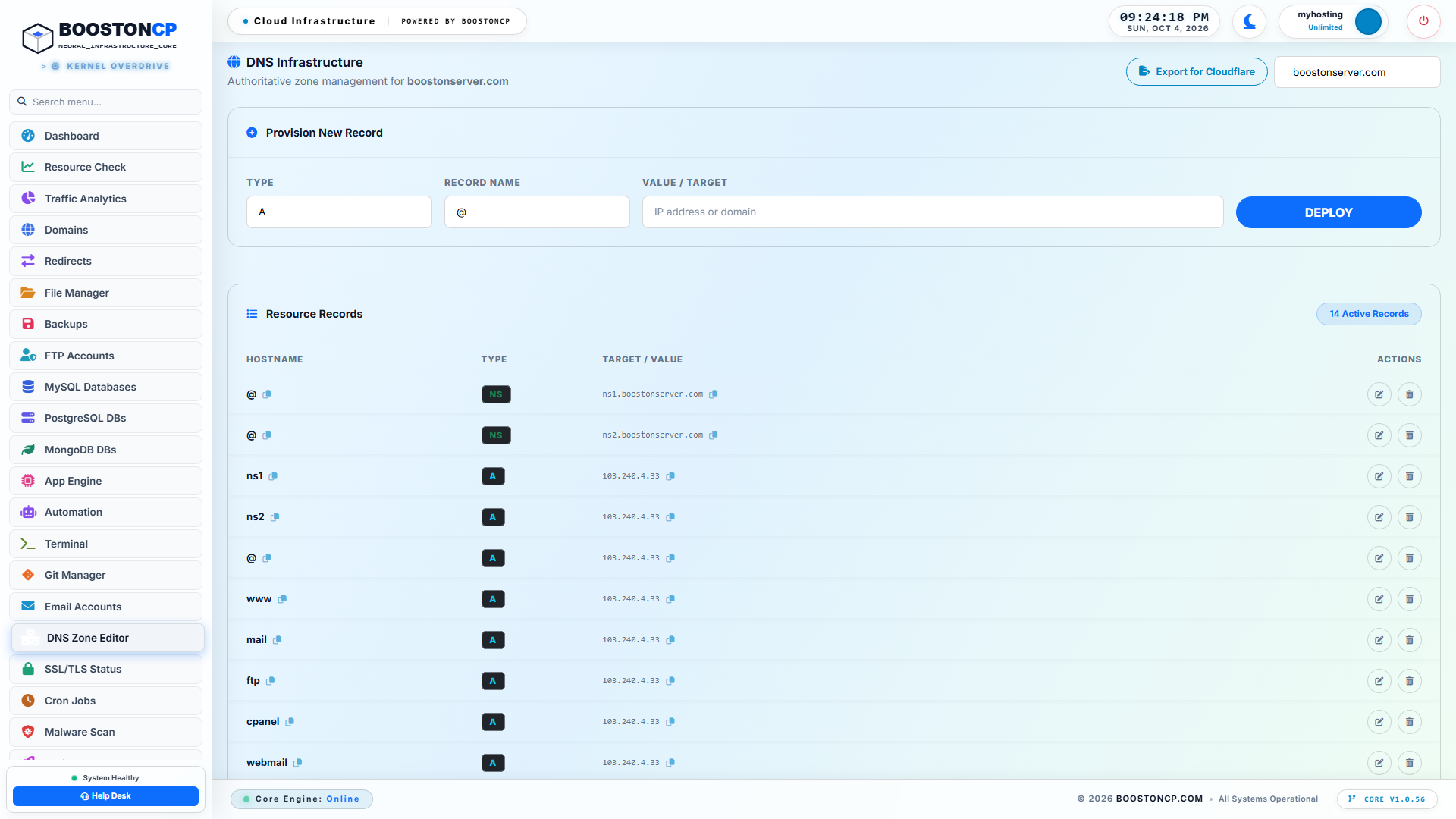 BoostonCP DNS Zone Editor Overview