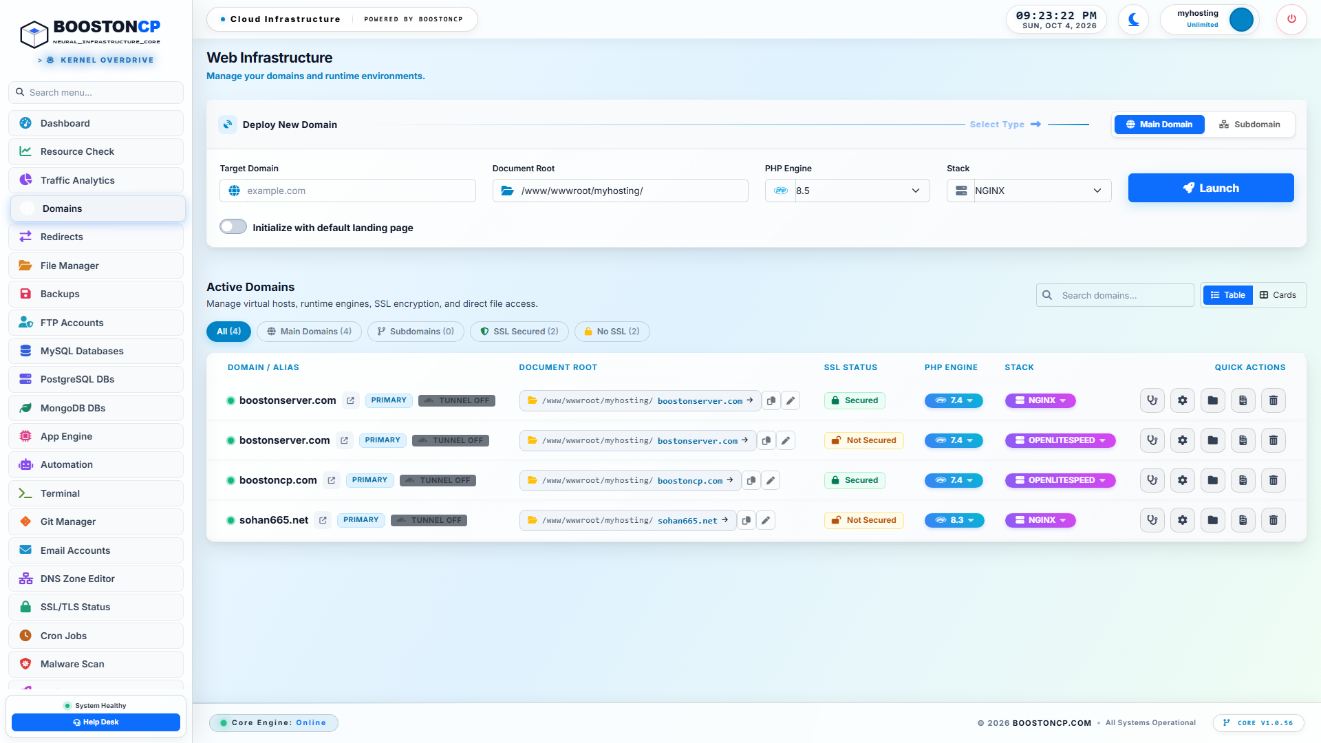 BoostonCP Domain Management Overview