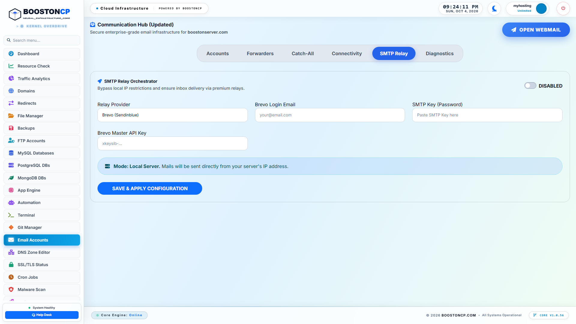 BoostonCP SMTP Relay Configuration