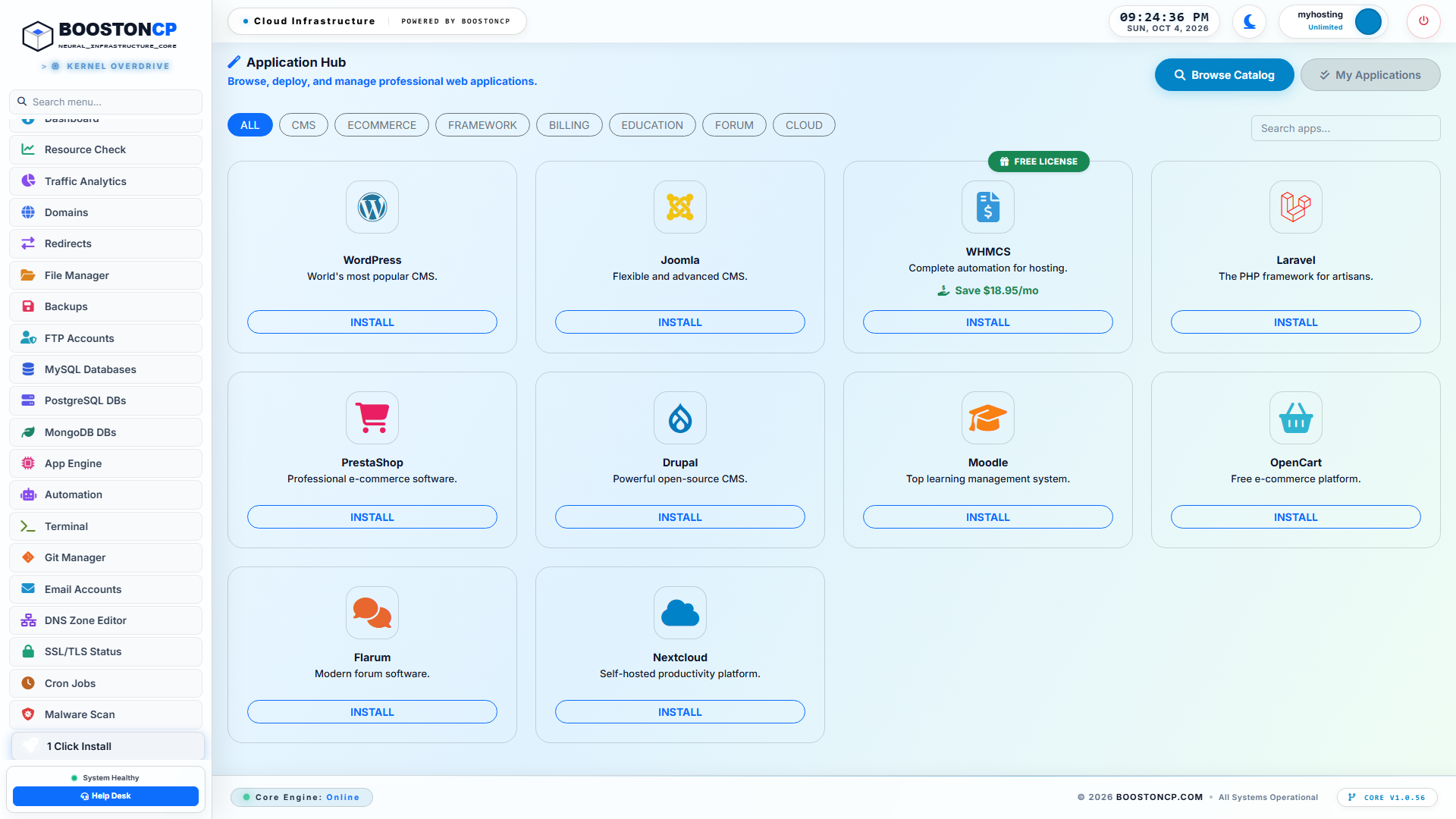 BoostonCP 1-Click App Installer Catalog