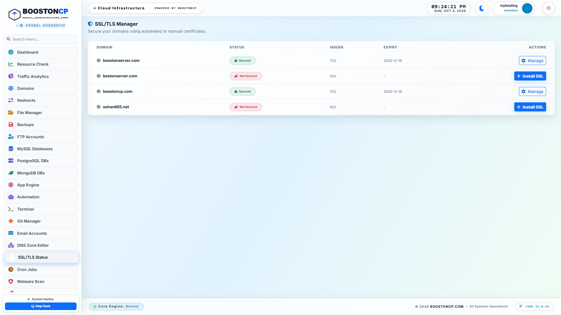 BoostonCP SSL/TLS Management Overview