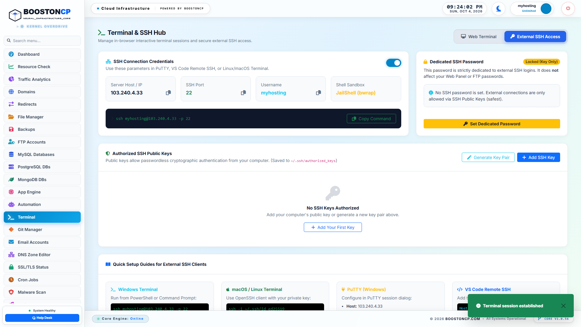 BoostonCP SSH Credentials & Key Management