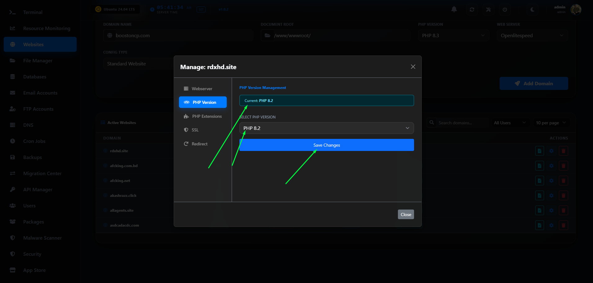 PHP Version Multi-Switch Interface