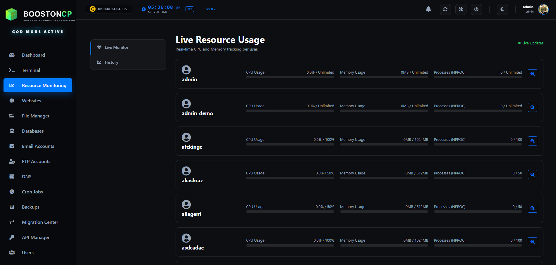 BoostonCP Native Resource Monitor Interface