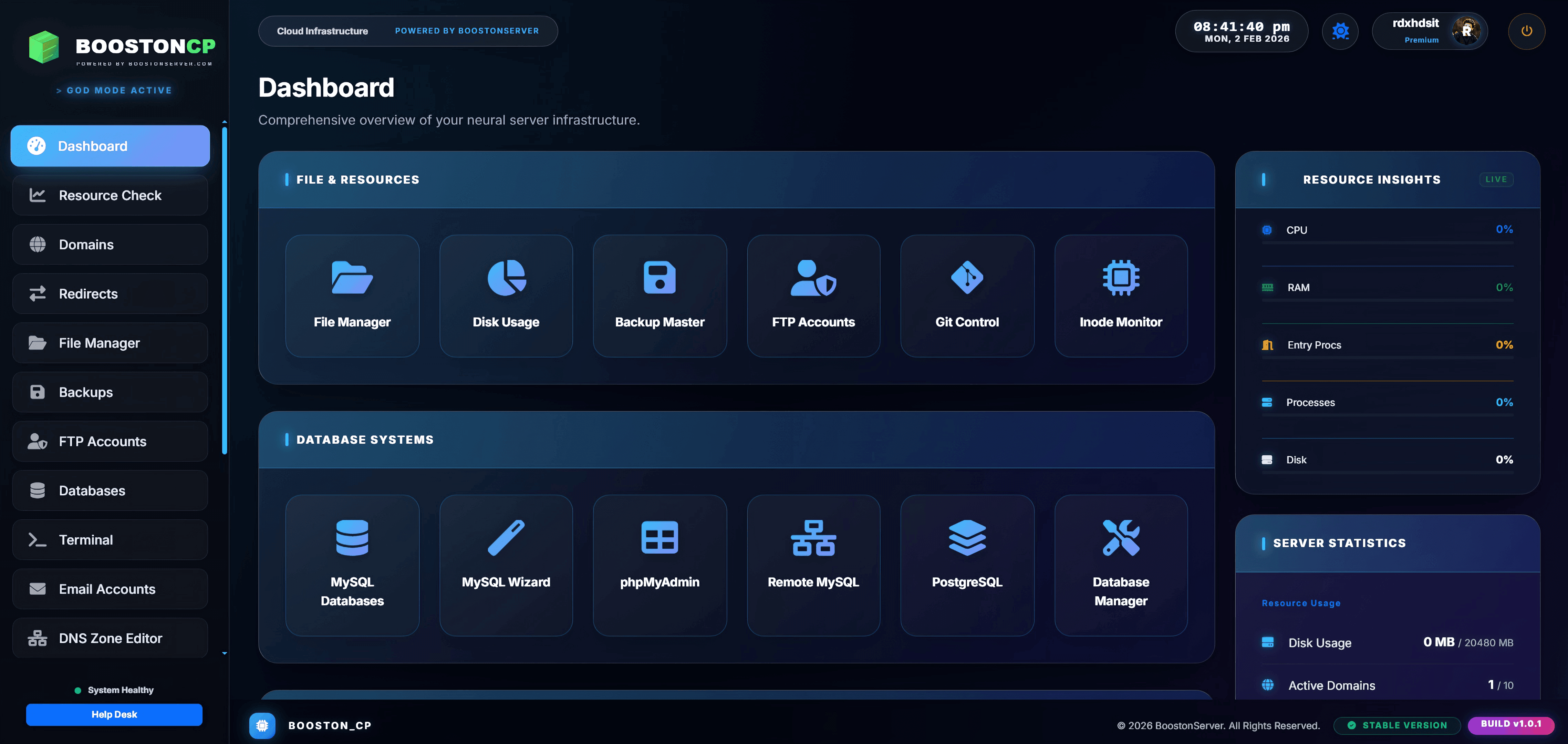 BoostonCP Client Panel Interface